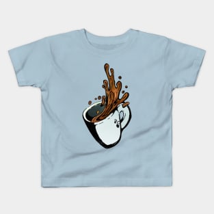 Coffee is spilling pattern  - Cyan Kids T-Shirt